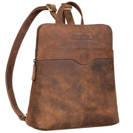 STILORD 'Heidi' Elegant Leather Backpack Retro Women's Vintage City Daypack Small Genuine Leather Rucksack, Colour:avani - brown