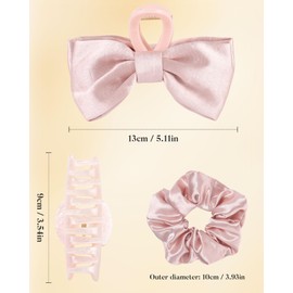 Molans 3PCS Hair Clips Set for Women - Satin Bow Hair Claws, Acrylic Non-Slip Jaw Hair Clamps and Fashion Scrunchies Elastic Hair Bands