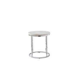 Steve Silver Echo End Table-Contemporary Style with Unique Marble Details, White Marble Top with Chrome Metal Base, 22 x 22 x 24, White, Chrome