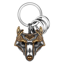 OIDEA Norse Viking Keychain for Men: Silvergold Vintage Celtic Knot Wolf Head Key Chain Stainless Steel Key Rings Amulet Jewelry Birthday Father's Day Gift for Mens