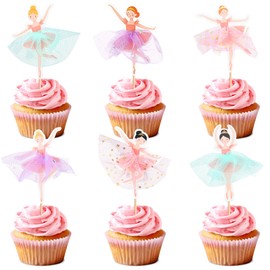 24 Pcs Ballerina Cupcake Toppers – 3D Tutu Dress Ballet Girl Picks for Baby Girl Birthday, Princess Party, Baby Shower, Wedding, Picnic, Muffin & Dessert Decorations (Style 2)