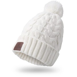 August EPA30 – Bluetooth Mütze mit Bommel – Winter Beanie mit Bluetooth Stereo Kopfhörer, Mikrofon, Freisprechen und integriertem Akku – für Damen, Herren, Kinder (Unisex, Einheitsgröße) - Farbe: Weiß