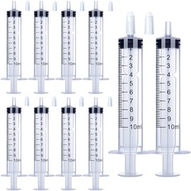 10 Pack 10ml Syringe for Liquid, Oral, Scientific Labs, Measurement, Dispensing, with Cap, 10cc Syringes