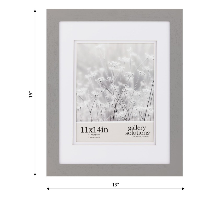 Gallery Solutions - 11"x14" Flat Grey Wall Frame - Double