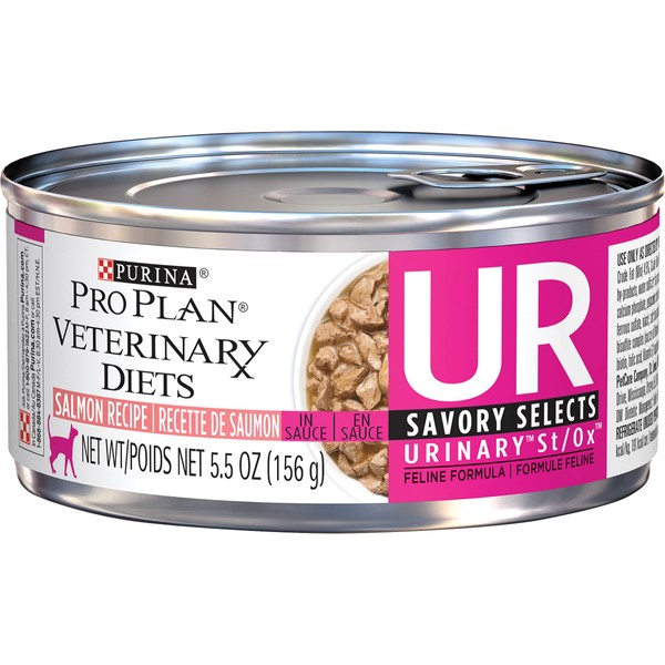 Purina Pro Plan Veterinary Diets UR Urinary St/Ox Savory Selects Feline Formula Salmon Recipe in Sauce Wet Cat Food - (24) 5.5 oz. Cans
