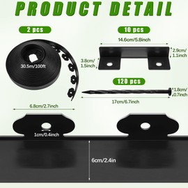 Sasylvia 2.5'' x 200' Landscape Edging Kit Edging Border Coil Include Anchoring Spikes 10 Connectors Plastic Garden Border for Lawn Garden Grass Yard Home(Black)