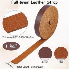 GORGECRAFT 2m×12.5mm Cowhide Leather Strap Cord 1.8mm thick Genuine Leather Strings Coconut Brown Glossy Full Grain Oil Flat AB Grade Cow Leather Strips for Tooling Workshop DIY Craft Sewing Patchwork