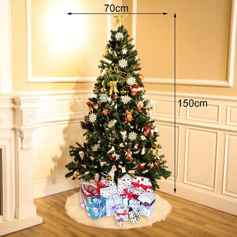 Tatuo White Faux Fur Christmas Tree Skirt Snow Tree Skirts