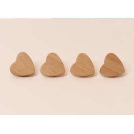 Furniture Knobs Wooden Heart Set of 4 - Children's Cabinet Knobs, Wooden Knobs for Dressers, Furniture Handles Wood Set of 4
