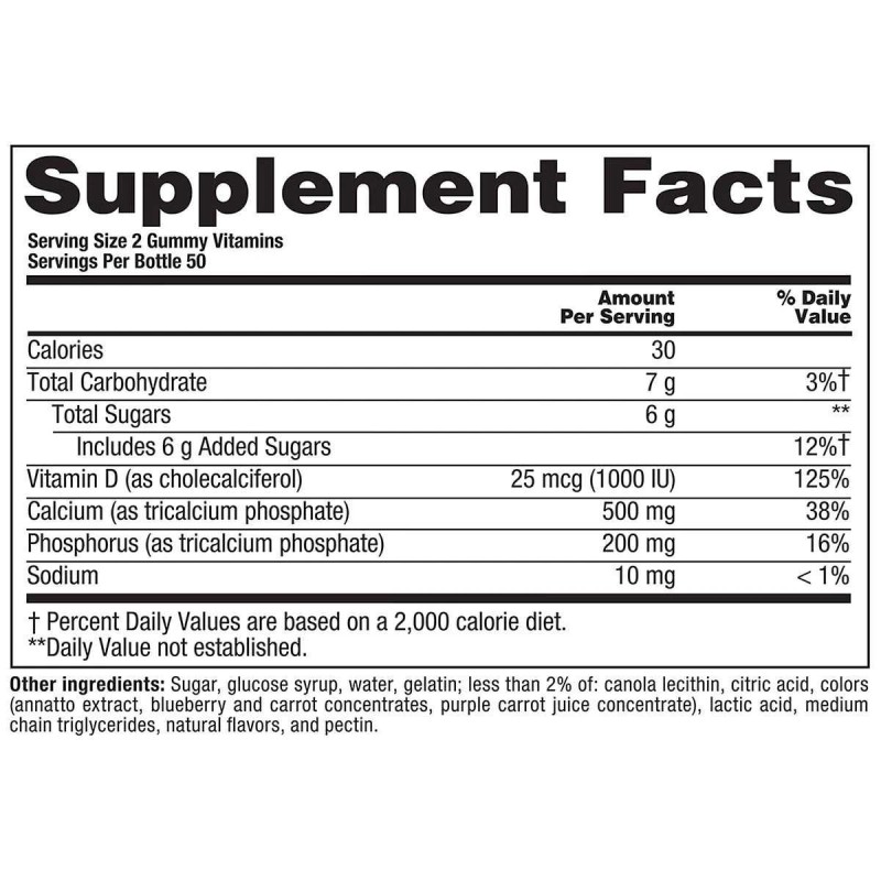 Vitafusion Calcium 500 Mg Dietary Supplement Gummies 100 Count Multi