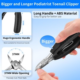 TwinWolf Ingrown Toenail Tools,Nail File Nail Lifter Cuticle Pusher,6-Piece with Storage Case, Black