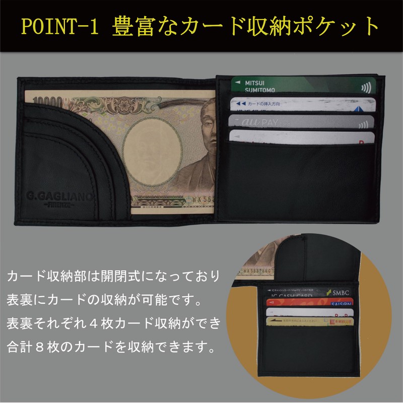 G.GAGLIANO Crocodile-Embossed Genuine Leather Bi-fold Wallet, Money Holder, Coin Purse,