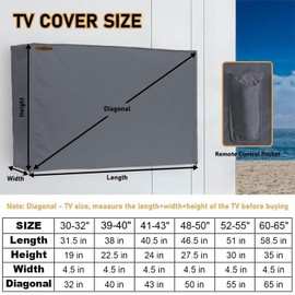 Outdoor TV Cover 39-40 Inches, HOMEYA 600D Heavy Duty Weatherproof TV Enclosure with Front Flap, Waterproof Zipper+Bottom Cover, for Outside LED LCD Flat Screen TVs-Cover Size 38''L x 22.5''H x 4.5" W