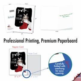 The Best Card Company Variety Pack of 10 Naughty Kittens Christmas Greeting Cards with Envelopes, Animals Humor Holiday Box Set for Men and Women - Holiday Cat Antics AC3459XSG-B1x10