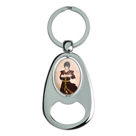 GRAPHICS & MORE Avatar The Last Airbender Zuko Keychain Chrome Metal Spinning Oval Bottle Opener