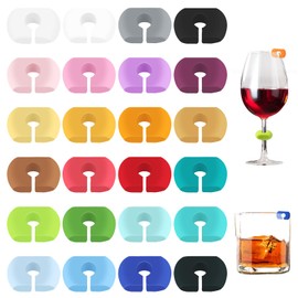 loghohu 24PCS Wine Glass Markers Charms Silicone Drink Markers for Wine Glass Identifier Charms Drink Charm Wine Glass Tags for Wines Glasses Champagne Flutes Cocktails Martinis Party Decorations