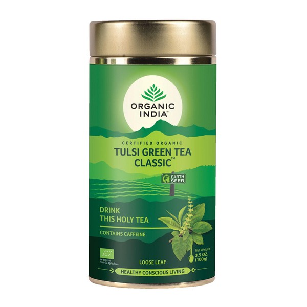 Organic India Tulsi Green Tea Classic Loose Leaf - 100gm Loose Leaf