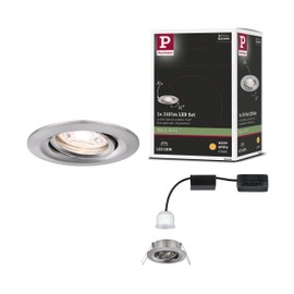 Paulmann 94294 Nova Mini LED Recessed Luminaire Coin Round Swivelling 1 x 4 W Recessed Ceiling Spotlight Brushed Iron Recessed Lamp Aluminium Warm White 2700 K 4 W
