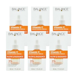 Balance Active Formula 6 x 30ml Multipack of Brightening Serum with 5% Active Vitamin C for Brighter and More Even Looking Complexion and Natural Glow, Dermatologically Tested, Vegan & Cruelty Free