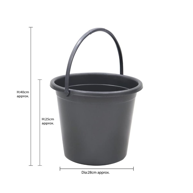JVL 10 Litre Round Recycled Plastic Bucket, Grey