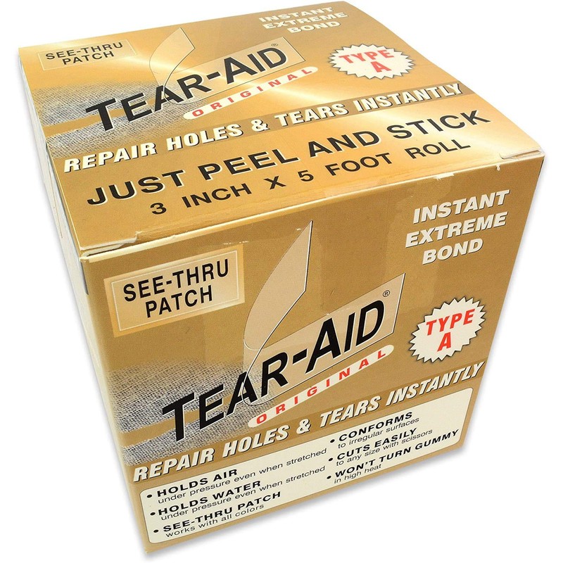 Tear-Aid Fabric Repair Kit, Type A Clear Patch for Canvas,
