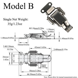 Spring Loaded Toggle Latch Double Spring Latch Stainless Steel Pull Latch with Lock Hole for Suitcase Cabinet Tool Box Set of 4 66.5x26mm