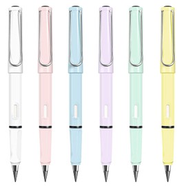 YGCHEN Eternal Pencil Pack of 6 Inkless Magic Pencil Portable Unlimited Eternal Pencil Metal Graphite Pencil