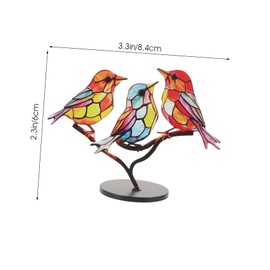 Ipetboom Bird Sculpture with Base Creative Metal Decorative Figurine for Home Office Garden Vivid Tabletop Bird Statue Flock Branch Ornament for Living Space