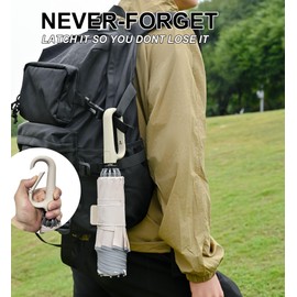 QWB TUMAAOTU Inverted Umbrella with Carabiner Handle, Wind Proof Umbrellas For Rain, 46 Inch Portable Reverse Folding Umbrella, Car Umbrella for Women Men, 10 Ribs (beige)