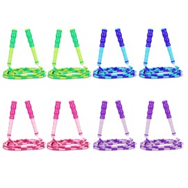 Supertrip Jump Rope Kids - 8 Pack Soft Beaded Skipping Rope Adjustable Tangle-Free Segmented Jumping Rope for Children and Students (2Blue-2Purple-2Pink-2Green)