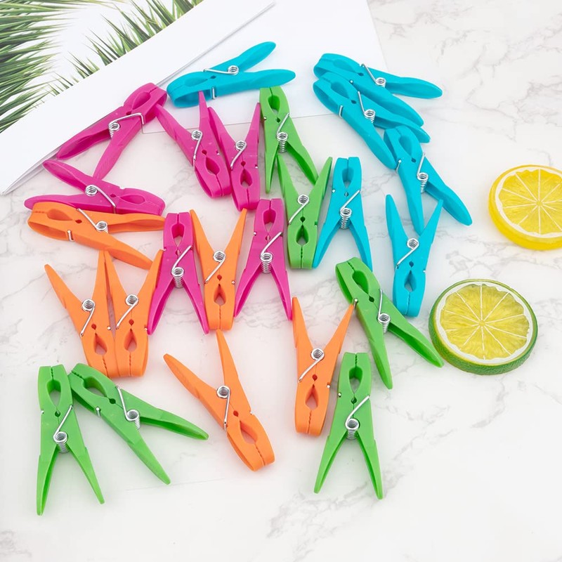 24Pcs Plastic Clothespins, Heavy Duty Laundry Clothespins, Mini Clothespins,Air-Drying Clothing