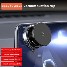 Magnetic Suction Phone Holder, 2025 New Vacuum Magnetic Suction Phone Holder Foldable and Retractable, 360° Stretchable for Car/Gym/Smooth Surface Kitchen Stand Cellphone (Obsidian Black)