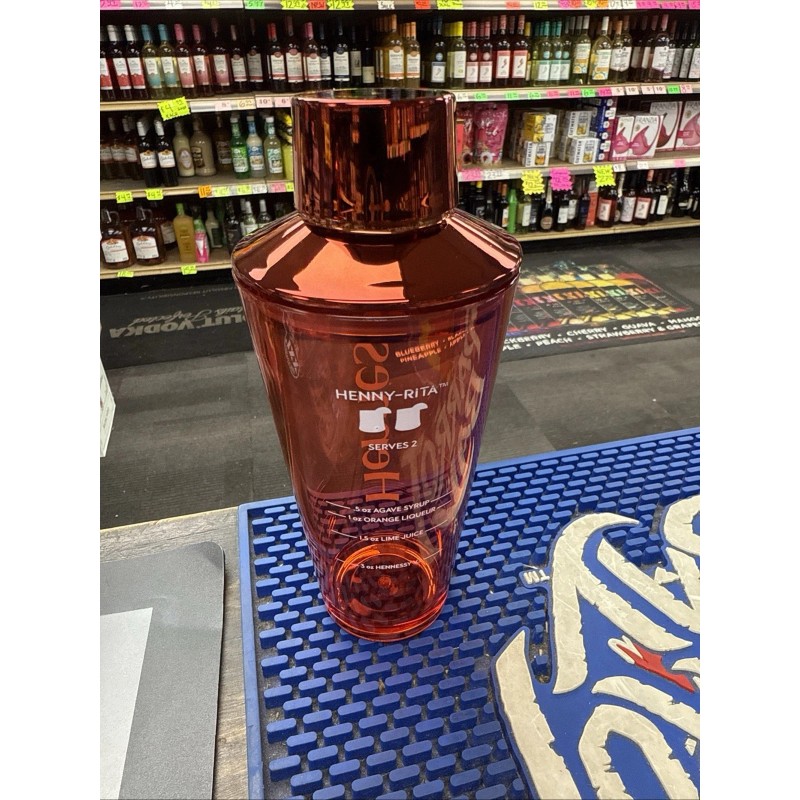 Hennessey Red Acrylic Cocktail Shaker, Henny-Rita Recipe Marked