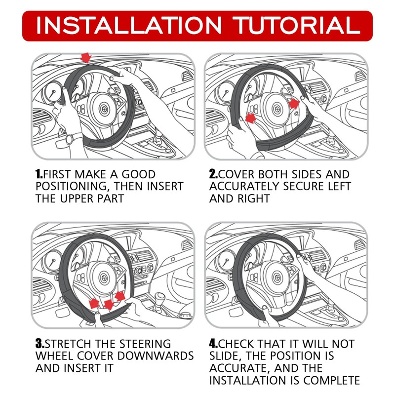 SWQS Steering Wheel Cover, Silicone Anti-Slip Steering Wheel Protector for
