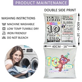 SAMAR 10 Years old Birthday gift idea, Cushion cover pillow 41x41cm size with filling insert printed both sides, Machine washable and iron friendly for boys and girls 10th birthday