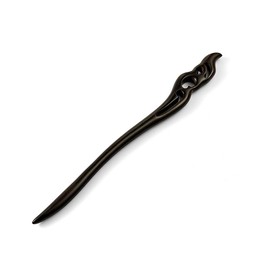 Liasun Classical Handmade Carved Hair Sticks-Natural Black Sandalwood(ebony) Hair Pin Chopsticks for Hair Updo Making Accessory-7 Inches Long (Hook Moon)