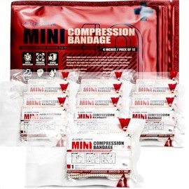 EVERLIT Mini 4 Inch Emergency Bandage Compression Trauma Pressure Wound Dressing Sterile Vacuum-Sealed for Bleeding Control, Gun Shot, Medical Kit, First Aid IFAK (10)