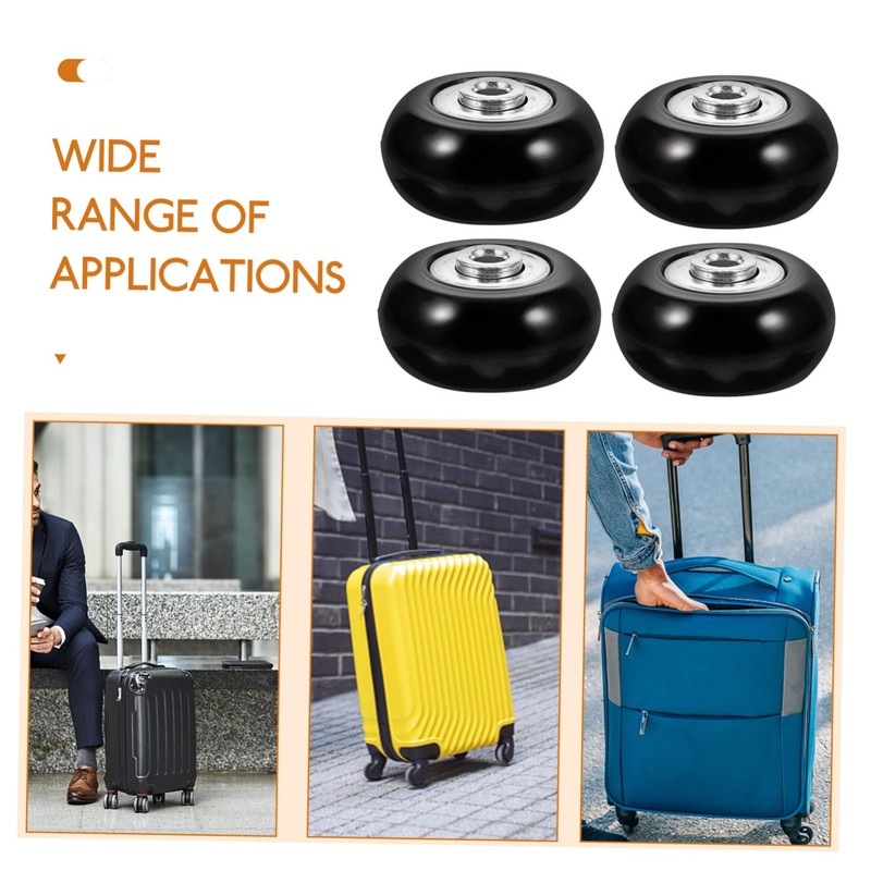 ULTECHNOVO 1set Pu Silent Rubber Replacement Wheels for Suitcases Noise