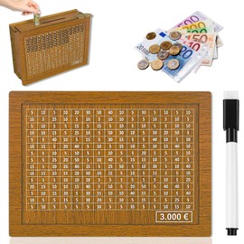 Wooden Money Box, Piggy Bank, Money Box with Counter for Ticking, Reusable, Wooden Piggy Bank, for Adults and Children with Savings Goal
