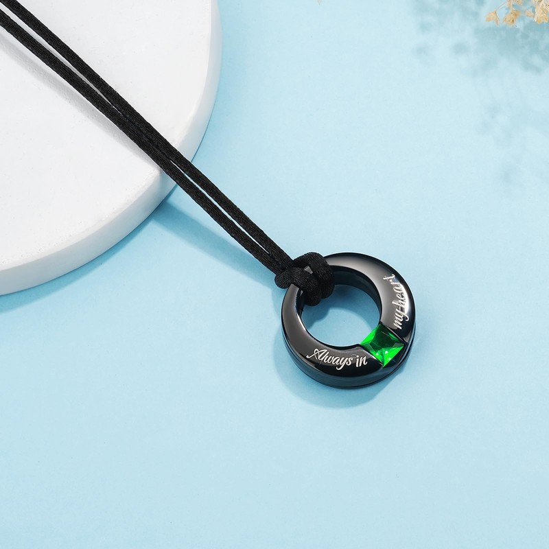YOUFENG Birthstones Urn Necklaces for Ashes Round Cremation Pendant Urns