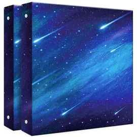 Cute 3 Ring Binder 1 Inch - Decorative Three Ring Binder Organizer for Letter-Size Paper, 1 Inch Binder with Dividers & Stickers, Durable Hardcover Binder for School, Office, Home (Meteor 2 Pack)
