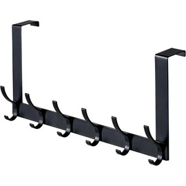 Over The Door Hooks, Sturdy Door Hanger, Towel Rack Towel Hooks for Bathroom 12 Hooks Large Over The Door for Bathroom, Bedroom,Kitchen - Color: Black