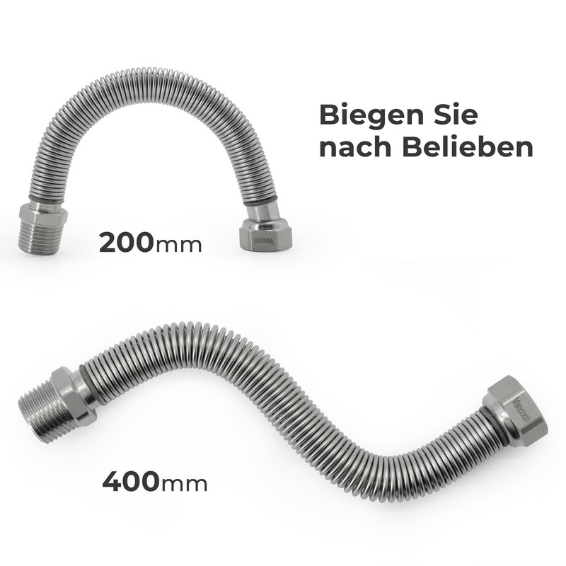 Vancoco Stainless Steel Flexible Pipe 1/2 Inch Corrugated Pipe Extendible