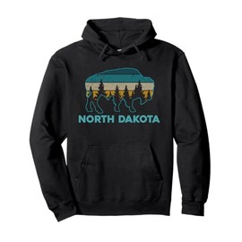 North Dakota Bison Vintage American Buffalo Souvenir Pullover Hoodie