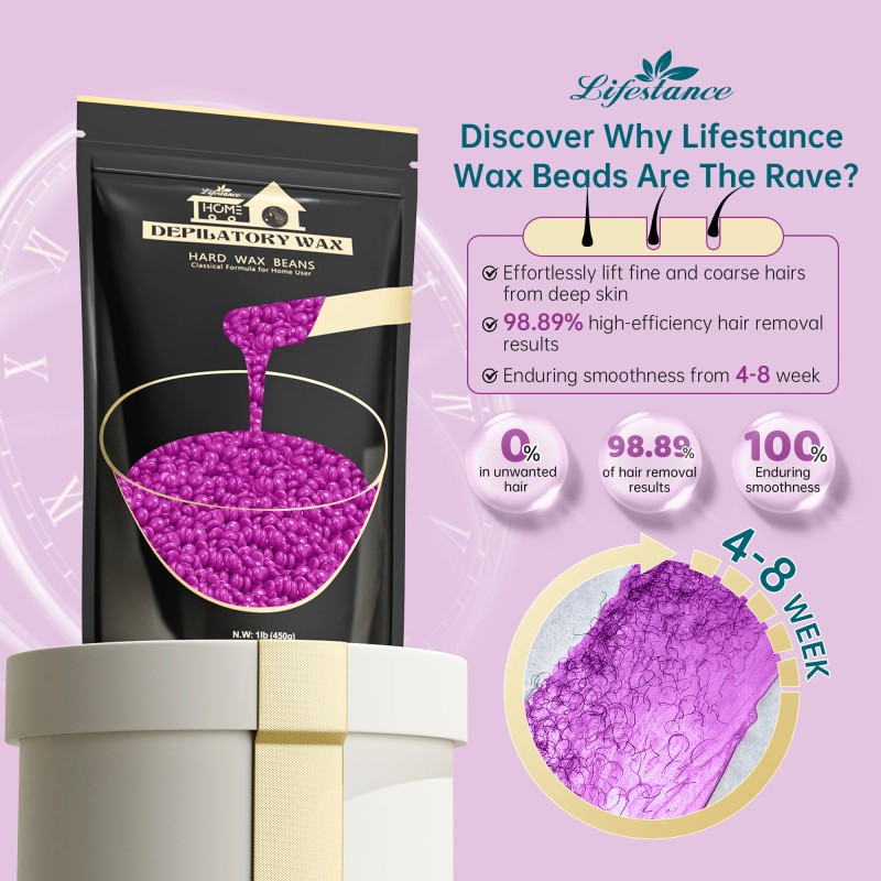Lifestance 1LB Hair Removal Hard Wax Beans for Home Easy