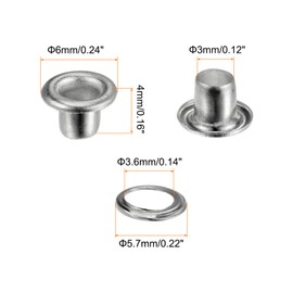 HARFINGTON 300set Grommets Kit Metal Eyelets 3mm 1/8" Hole Tiny Grommet with Washers for Shoes Clothes Belt Tag Bag Fabric Leather DIY Project, Silver Tone