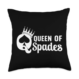 Queen of Spades Design For Women Girl Card Game Spades Lover Throw Pillow
