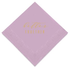 Weddingstar 3-Ply Gold Foil Cocktail Napkins Lavender - Better Together