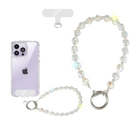 AOPNN High-end crystal Wrist Straps Cellphone Lanyard Suitable for most mobile phones ，Keys (Crystal White)