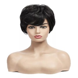 BM Peluca Greta Natural Premium Corta De Cabello Humano Negro